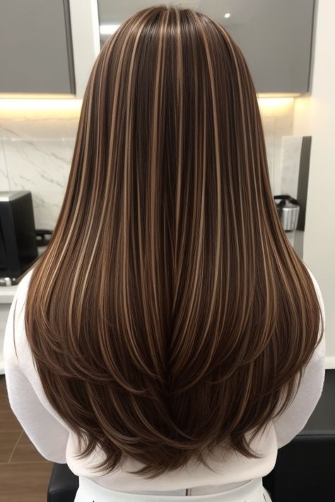 hair color ideas | hairstyles Karma Highlights, Light Brown Chunky Highlights, Hair Colour For Straight Hair, Trendy Hair Color 2024, Hair Color Guide, Medium Hair Color, Brown Hair Looks, Hair Inspiration Long, Brunette Hair With Highlights