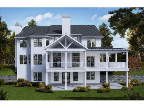 Florida House Plan Rear Photo 01 - 056S-0021 | House Plans and More Grand Room, Southern Style House Plans, Wraparound Porch, American House Plans, House Plans One Story, American Houses, Farmhouse Style House Plans, American House, House Plans And More