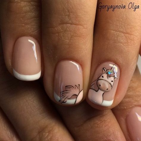 Horse Gel Nails, Horse Nail Art Designs, Horse Nails Designs, Farm Nails, Nails Horse, Biogel Nails, Bff Nails, Horse Nail Art, Horse Nails