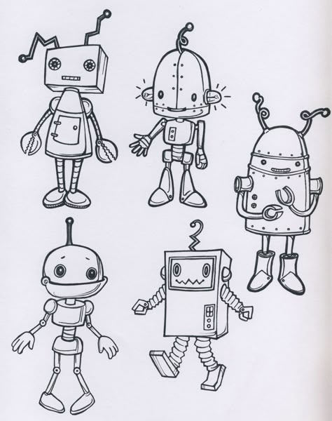 Robots-That's a normal theme for a nursery right? Math Shapes, Robot Sketch, Pola Tato, Arte Doodle, Character Design Cartoon, Arte Robot, 3d Shapes, 인물 드로잉, Robot Art