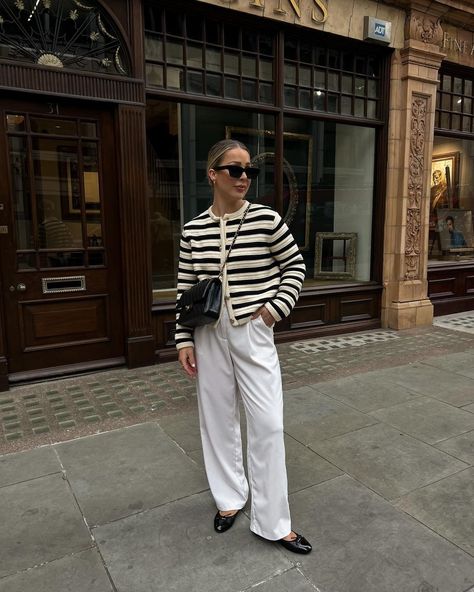 Chloe Rose Litras (@allchloerose) • Instagram photos and videos Ireland Spring, Night Skirt, Chloe Rose, Dress Party Night, Cardigan Outfits, Ținută Casual, Striped Jacket, Style Cardigan, White Cardigan