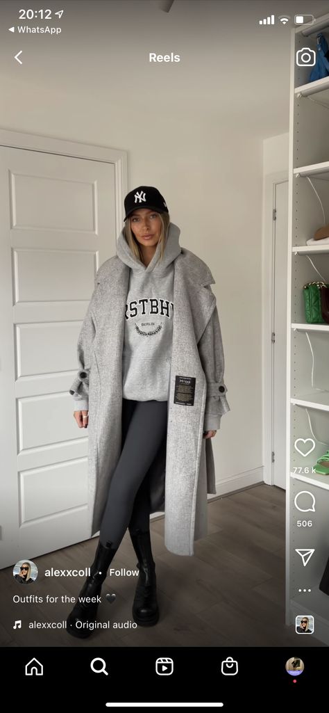 Grey Leggings Outfit, Cosy Outfit, Stylish Winter Outfits, Cold Outfits, Athleisure Outfits, Hoodie Outfit, Winter Aesthetic, Mode Inspo, 가을 패션