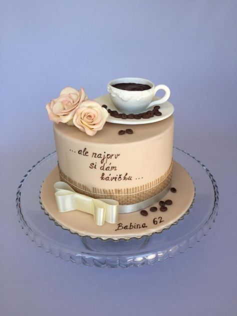 Coffee birthday cake - cake by Layla  #coffee birthday cake - cake by Layla A Coffee Cake Design, Coffee Birthday Cake, Coffee Cake Decoration, Easy Birthday Desserts, Coffee Birthday, Birthday Cakes For Women, Oreo Pops, Gateaux Cake, Birthday Desserts