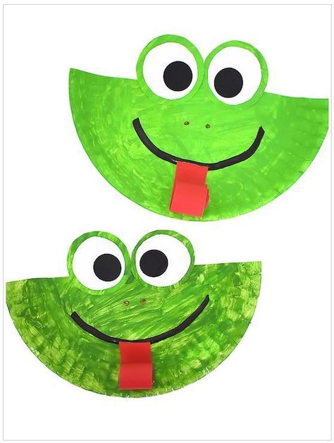 Frog Crafts Preschool, Kunst For Barn, Frog Craft, Zoo Animal Crafts, Kraftangan Prasekolah, Easy Toddler Crafts, Paper Plate Crafts For Kids, Frog Crafts, Toddler Arts And Crafts