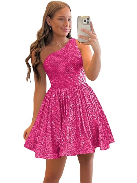 Homecoming Dresses Oh Polly, Cute Neon Dresses, Cute Pink Formal Dresses, Short Pageant Dresses, High School Christmas Dance Dresses, Teen Hoco Dresses, School Dance Dresses 8th Grade Short, Plus Size Hoco Dress, 6th Grade Dance Outfits