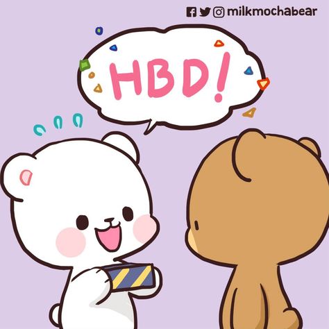 Mocha Milk, Milk And Mocha, Milk Mocha, Mocha Bear, Bear Gif, Birthday Cartoon, Milk & Mocha, Cute Bear Drawings, Happy Pictures