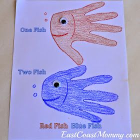 Handprint Fish, Summer Crafts For Toddlers, Number Crafts, March Crafts, Seuss Crafts, Preschool Workbooks, Red Fish Blue Fish, One Fish Two Fish, Daycare Activities