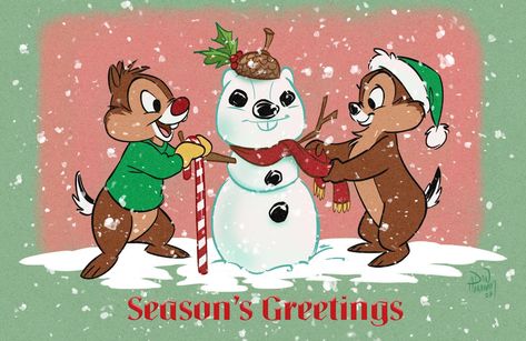 Disney Christmas Wallpaper Aesthetic, Donald Duck Christmas, Disney Pop, Christmas Artwork, Animation Studios, Disney Artwork, Walt Disney Animation, Walt Disney Animation Studios, Chip And Dale