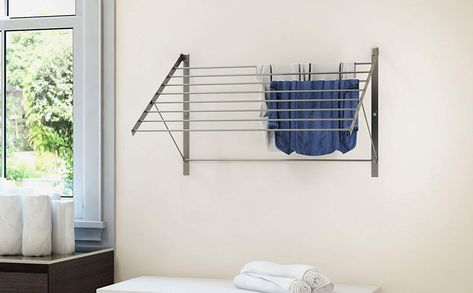 brightmaison Clothes Drying Rack Stainless Steel Wall Mounted Folding Adjustable Collapsible, 6.5 Yards Drying Capacity: Amazon.ca: Home & Kitchen Laundry Room Organizer, Wall Drying Rack, Wall Mounted Clothes Drying Rack, Clothes Dryer Rack, Laundry Room Drying Rack, Wall Mounted Drying Rack, Room Organizer, Laundry Rack, Folding Walls