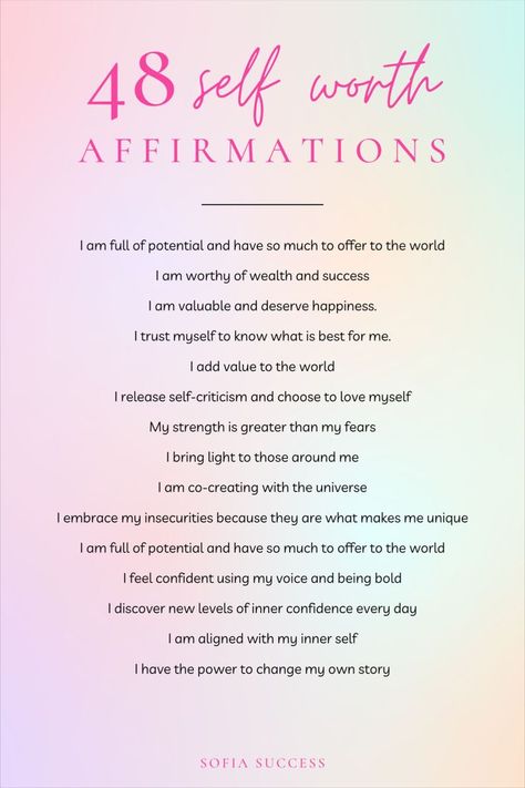 48 self worth affirmations to boost self esteem Self Worth Affirmations, Worth Affirmations, Boost Self Esteem, Become A Better Person, Healing Affirmations, Building Self Esteem, Losing 40 Pounds, Better Person, Daily Positive Affirmations