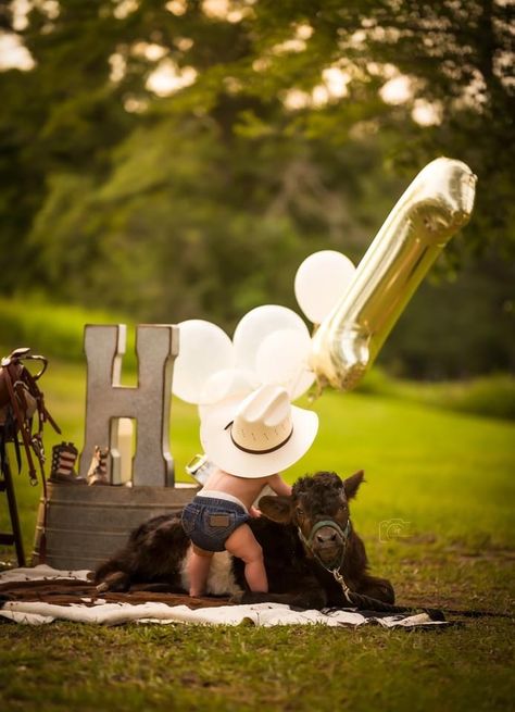 First Birthday Photo Shoot Ideas Western, 1 Year Cowboy Photoshoot, Cowboy 1 Year Pictures, 1st Birthday Cowboy Photo Shoot, 1st Rodeo Birthday Pictures, First Birthday Cow Photoshoot, Cowboy Birthday Photoshoot, 1st Birthday Cowboy Pictures, How The West Was One Photoshoot