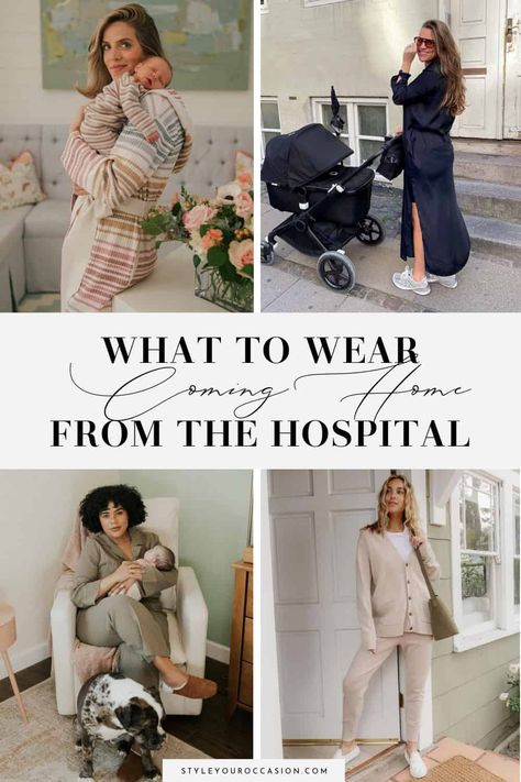 Looking for a cute and comfy going home outfit for mom after delivery? These 9 coming home outfit for mom after birth ideas are not only practical, but stylish too. See outfits for summer, winter, spring, and fall! And, many can be worn as a hospital outfit for mom too! These mom going home outfit ideas are good for a c section or natural birth, and make great gift ideas if you want to spoil the mom-to-be! Mom And Me Hospital Outfit, Mother Going Home Outfit, Post Birth Hospital Outfit, Coming Home Outfit For Mom After Birth Fall, Outfit For Hospital Maternity Mom, Comfy Going Home Outfit For Mom, Outfits To Leave Hospital For Mom, Mama Hospital Outfit, Stay At Home Mum Outfit