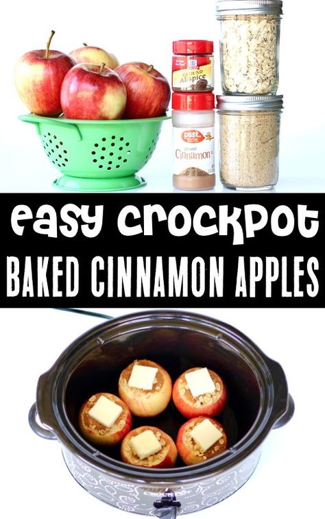 Baked Apples Recipe Crockpot Apple Recipes, Apple Crockpot Recipes, Apple Recipes Crockpot, Crockpot Baked Apples, Cinnamon Apples Recipe, Gluten Free Apple Recipes, Baked Apples Recipe, Apples Recipes, Crockpot Desserts