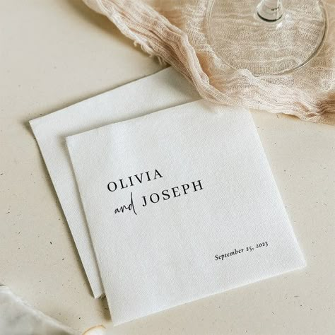 Simple Modern and Minimalist | Wedding Napkins Simple White Wedding, Personalized Wedding Napkins, Wedding Napkins Personalized, Wedding Vision, Kids Nursery Decor, Kids Stationery, Wedding Napkins, Free Birthday Invitation Templates, Free Birthday Invitations