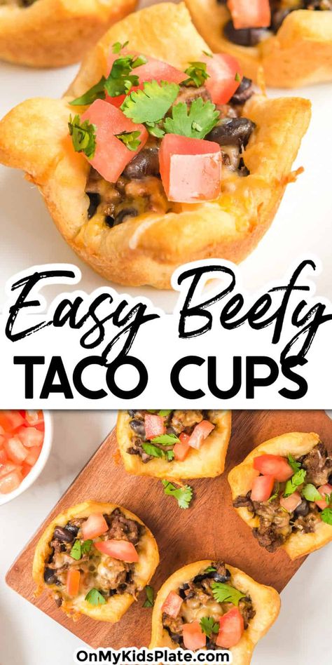 Buffalo Chicken Taco Cups, Halloween Taco Cups, Taco Cups With Biscuits, Taco Muffin Cups, Taco Puffs Recipe, Taco Cups With Tortillas Muffin Tins, Taco Cups With Tortillas, 2023 Appetizers, Taco Stack