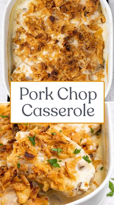 Crispy Pork Chops, Pork Chop Casserole Recipes, Cheesy Pork Chops, Pork Chop Casserole, Pork Casserole, Creamy Potatoes, Pork Chops And Potatoes, Easy Pork Chops, Pork Chop Recipes Baked