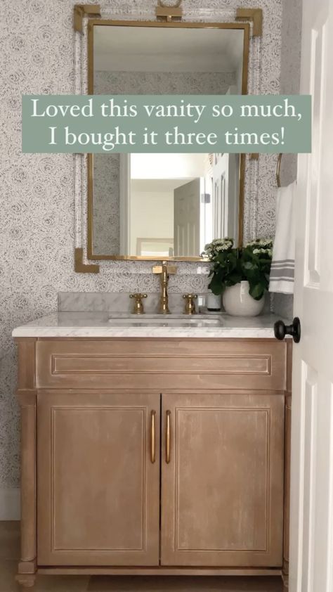 Two Single Vanity Bathroom Ideas, Half Bath Cabinet Ideas, Vanity For Half Bathroom, White Vanity Powder Room Ideas, Premade Bathroom Vanity, Powder Bath Vanities, Shallow Vanity Bathroom, Cheap Vanity Ideas Bathroom, White Oak Vanity Powder Room