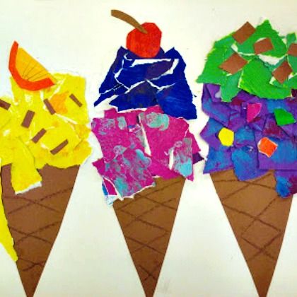 25 Ice Cream Crafts for Kids Kollage Konst, Ice Cream Crafts, Summer Art Projects, Tears Art, Ice Cream Art, Art Partner, Wayne Thiebaud, Ice Cream Theme, Kindergarten Art