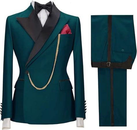 Black And Teal Suit Men, Emerald Green Prom Suits, Dark Teal Weddings, Fashionable Business Attire, Teal Blue Weddings, Green Suit Men, Teal Suit, Backless Lace Wedding Dress, Dark Emerald Green