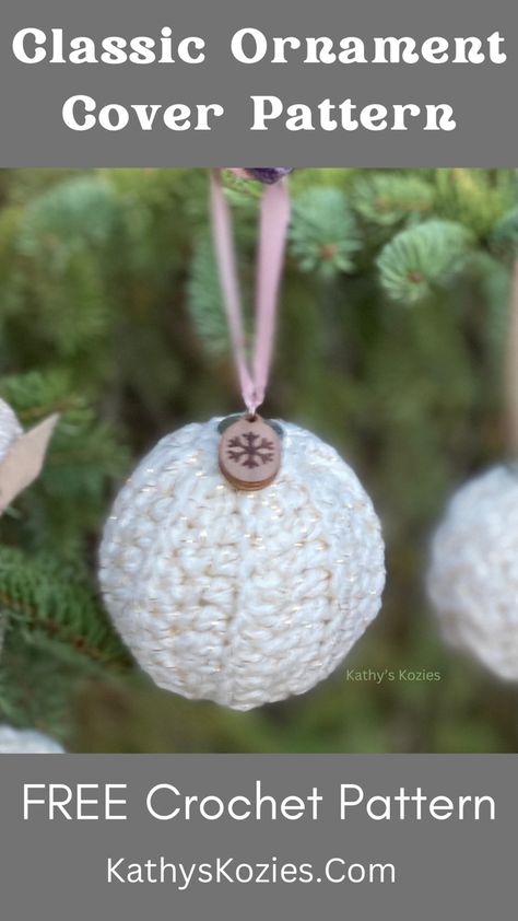 Crocheted Ornament Covers are a quick and fun way to make ornaments! They take less time than most other ornaments because you can use bigger stitches and they do not need to be stuffed. They are also fun to dress up with different ribbons and ornament charms. Crochet Over Christmas Ornaments, Crochet Christmas Ornament Balls, Crochet Around Christmas Balls, Crochet Ornament Ball Free Pattern, Crochet Christmas Ornament Cover, Crocheted Christmas Ball Ornaments, Crochet Ornament Balls, Crochet Christmas Ball Covers, Crochet Ornament Covers Free Pattern