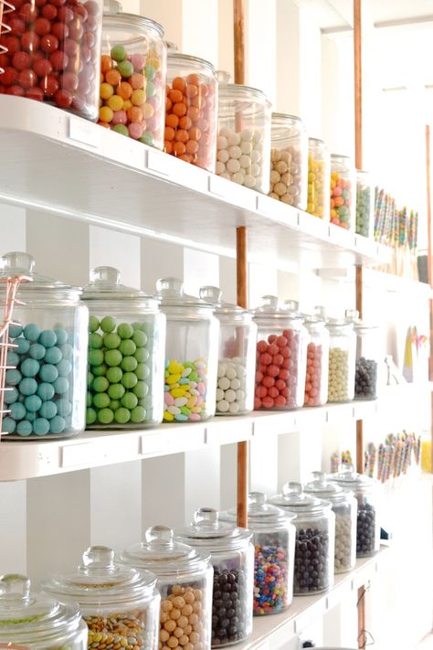 Like A Kid In A Candy Store - THE HIVE Pop Up Candy Shop, Candy Counter Display, Candy Shelf Display, Candy Display Store, Bulk Candy Display, Old Fashioned Candy Shop, Vintage Sweet Shop, Sweet Shop Ideas, Modern Candy Shop