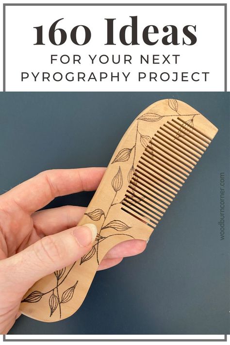 a wooden comb with leaves and foliage wood burned onto it using pyrography. Beginner Wood Burning Pattern, Woodworking Project Ideas, Pyrography Ideas, Beginner Wood Burning, Wood Burn Spoons, Woodburning Ideas, Pyrography Patterns, Woodburning Projects, Pyrography Art