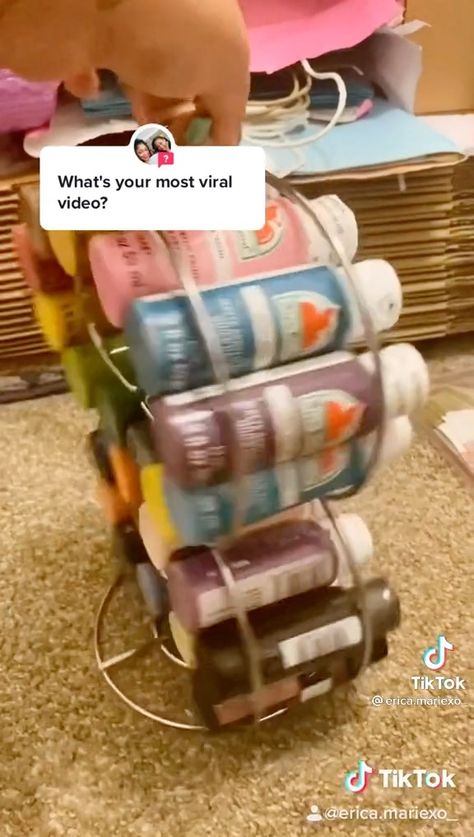 Dollar Tree Addicts - DIY PAINT 🎨 HOLDER Drink Caddy Diy, Diy Paint Bottle Holder, Dollar Tree Water Bottle Organization, Diy Tumbler Holder, Diy Paint Holder, Drink Holder Diy, Diy Napkin Holder, Paint Holder, Acrylic Paint Bottles