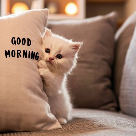 good morning Cat Saying Good Morning, Good Morning Cats Funny, Cat Good Morning, Good Morning Cat, Morning Wednesday, Morning Board, Angled Bobs, Happy Day Quotes, Morning Wallpaper