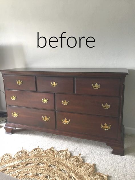 Fusion Mineral Paint Dresser, Wood Dresser Makeover, Cherry Wood Bedroom Furniture, Wood Dressers Makeover, Cherry Wood Dresser, Cherry Wood Bedroom, Dark Wood Dresser, Cherry Bedroom Furniture, Dark Wood Bedroom