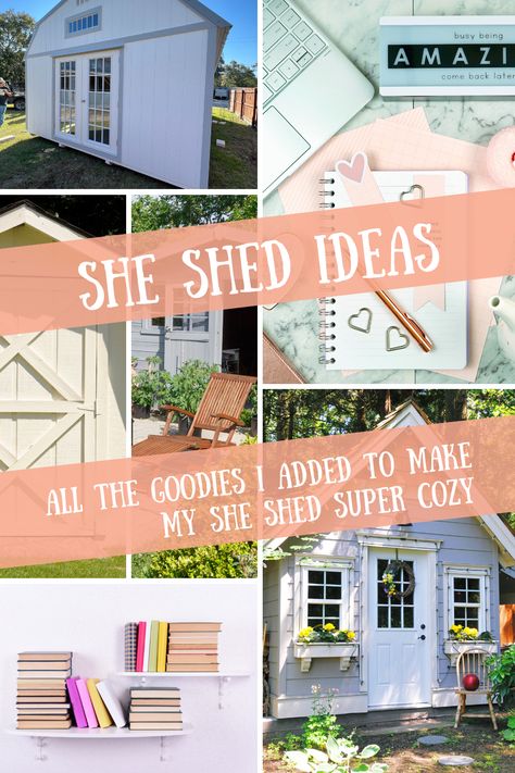 Cozy she sheds and cottages used for home offices, yoga and art studios. She Shed Seating Ideas, She Shed Interior Ideas Decor, She Shed Ideas Interior Small Spaces, Small She Shed Interiors, Shed House Interior Ideas, Small She Shed, She Shed Ideas Interior, Shed House Interior, She Shed Ideas