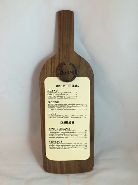 Walnut wine menu board! #walnut #wood #menu #wine #bar #restaurant Wood Menu Board, Italian Food Restaurant, Wine Restaurant, Wine Bar Restaurant, Wood Menu, Wood Cottage, Beer Menu, Bill Holder, Beer Shop