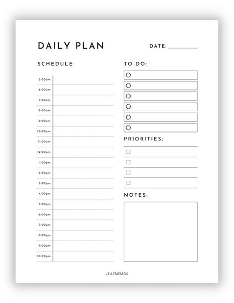 Daily Work Schedule Template, Daily Routine Template Free Printable, Blank Daily Schedule Printable, Daily Time Blocking Printable Free, Free Daily Schedule Printable, Free Printable Daily Planner Template, Planner Outline, Organising Life, Free Daily Planner Printables