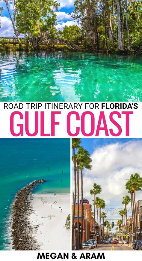 Florida Road Trip Itinerary, A1a Road Trip Florida, Florida Gulf Coast Road Trip, Florida Road Trip Ideas, Gulf Coast Road Trip, What To Do In Florida, Florida Itinerary, Mexico Vacation Destinations, Florida Gulf Coast Beaches