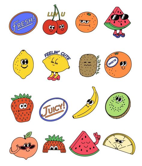 Stickers For Snapchat, T Shirt Bags, Lauren Martin, Friends Stickers, Shirt Bags, Posters Conception Graphique, Fruit Stickers, ポップアート ポスター, Design Posters