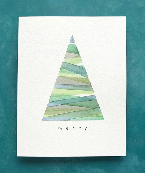 Painted Christmas Cards, Watercolor Christmas Tree, Christmas Card Art, Diy Tree, Cat Air, 카드 디자인, Watercolor Christmas Cards, Christmas Card Crafts, Navidad Diy