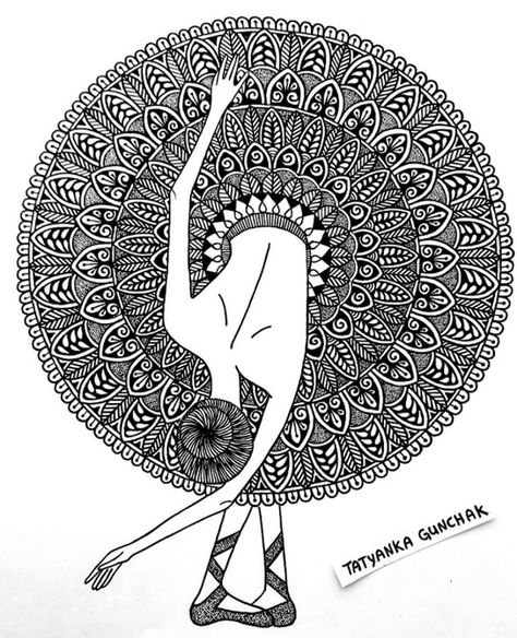 12-Ballerina-Tatyanka-Gunchak-www-designstack-co Elephant Abstract, Zantangle Art, Doddle Art, Boho Art Drawings, Mandela Art, Mandala Art Therapy, Doodle Art Drawing, Art Sketches Pencil, Mandala Design Pattern