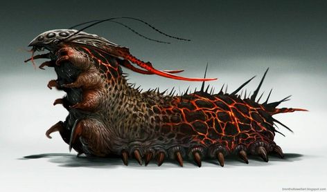 Caterpillar Monster, Beast Creature, 2d Game Art, Giant Monsters, Fantasy Beasts, Alien Concept Art, Alien Creatures, Fantasy Monster, Zooey Deschanel