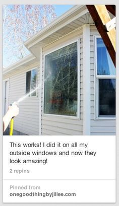 Cleaning Outside Windows, Clean Outdoor Windows, Window Cleaner Recipes, Window Cleaning Tips, Homemade Glass Cleaner, Window Cleaner Homemade, Window Cleaning Solutions, One Good Thing By Jillee, Easy Cleaning Hacks