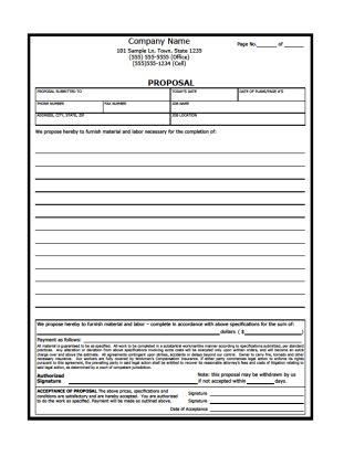 Lined Contractor Proposal Construction Proposal, Work Proposal, Free Receipt Template, Free Proposal Template, Construction Bids, Construction Art, Art Construction, Estimate Template, Construction Contract