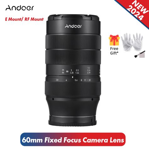 Andoer 60mm Fixed Focus Camera Lens MF Full Frame Camera Prime Lens F2.8 Large Aperture with Focus Camera, Full Frame Camera, Prime Lens, Full Frame, Camera Lens, Canon, Frame