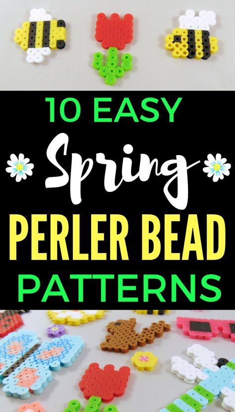 Spring Perler Beads, Spring Perler Bead Patterns, Animals Eyfs, Melt Beads Patterns, Crafts Spring, Easy Perler Bead Patterns, Melty Bead Patterns, Activity Workbook, Pearl Beads Pattern