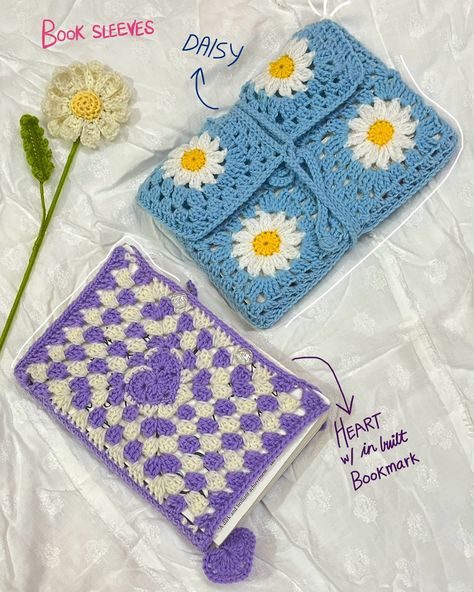 a reminder to keep your books safe with these book sleeves 🌼🎀🌱 📚up on website 🏷️ #crochet #crochetideas #crochetinspo #crochetinspiration #crocheter #crocheted #crocheting #crochetbookmark #crochetlove #crochetaddict #crochetbook #crochetheart #bookish #crocheteveryday Granny Square Book Sleeve, Diy Crochet Granny Square, Book Sleeves, Book Cover Diy, Vintage Book Cover, Book Safe, Crochet Bookmarks, Crochet Granny Square, Book Sleeve