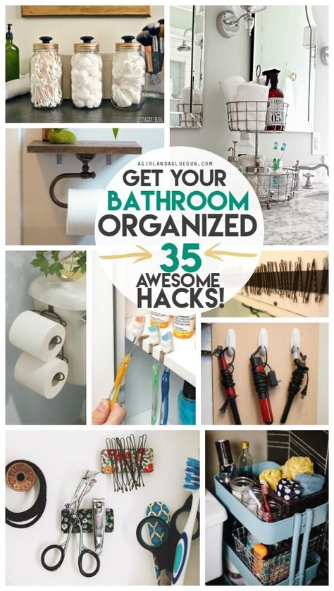 get your bathroom completely organized with these 35 awesome hacks to whip your space into shape! Diy Bathroom Storage Ideas, Bathroom Organization Hacks, Bathroom Hacks, Diy Bathroom Storage, Organizing Hacks, Organisation Hacks, Storage Hacks, Organization Tips, Diy Organization