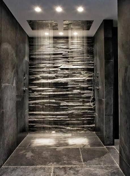 #masterbathroomideas Man Cave Bathroom Ideas, Design Interior Baie, Dekorere Bad, Man Cave Bathroom, Bilik Air, Interior Boho, Bathroom Shower Design, Bad Inspiration, Stone Bathroom