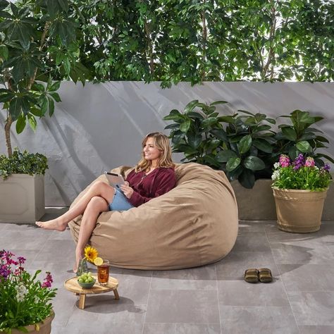 Bay Isle Home Outdoor Friendly Classic Bean Bag & Reviews | Wayfair Bean Bag Pillow, French Country Garden Decor, Evergreen Vines, Country Garden Decor, Relaxing Reading, French Country Garden, Outdoor Deck Furniture, Best Outdoor Furniture, Meteor Garden