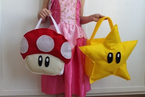 Dog Toad Costume, Mario Halloween Bucket, Princess Toadette, Toadette Costume, Mario Costume Diy, Diy Treat Bags, Princess Peach Halloween Costume, Princess Peach Halloween, Mario Bros Costume