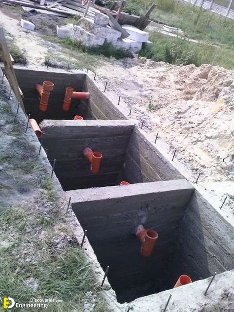 Diy Septic System, Septic Tank Design, Septic Tank Systems, Septic Systems, Home Engineering, Pelan Rumah, Building House Plans Designs, Septic System, Tank Design