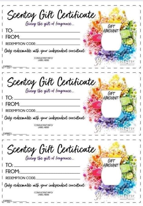 Scentsy Labels Ideas, Scentsy Gift Certificate, Scentsy Printables Free, Scentsy Printables, Scentsy Sunday, Scentsy Ideas Printables, Scentsy Business Cards, Scentsy Organization, Scentsy Office