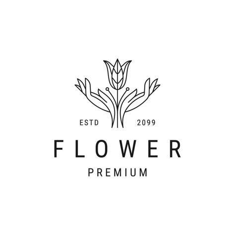 Hand flower line logo concept, flat icon design template Flower Icon Logo, Flower Icon, Hand Flower, Flower Logo Design, Line Logo, Flat Design Icons, Flower Icons, Hand Flowers, Hand Logo