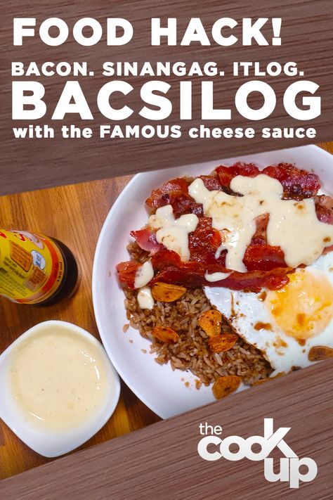 BacSiLog which stands for Bacon, Sinangag (fried rice) and Itlog (fried egg) has become a famous on-the go food especially for college students and young professional. With the addition of that cheese sauce, this is the ultimate SILOG! Watch the video for the hack on how to cook the perfect bacon for the special and famous cheese sauce! Bacsilog Cheese Sauce, Filipino Breakfast, Perfect Bacon, Breakfast Cheese, Go Food, Asian Street Food, Bacon Breakfast, Young Professional, Food To Go